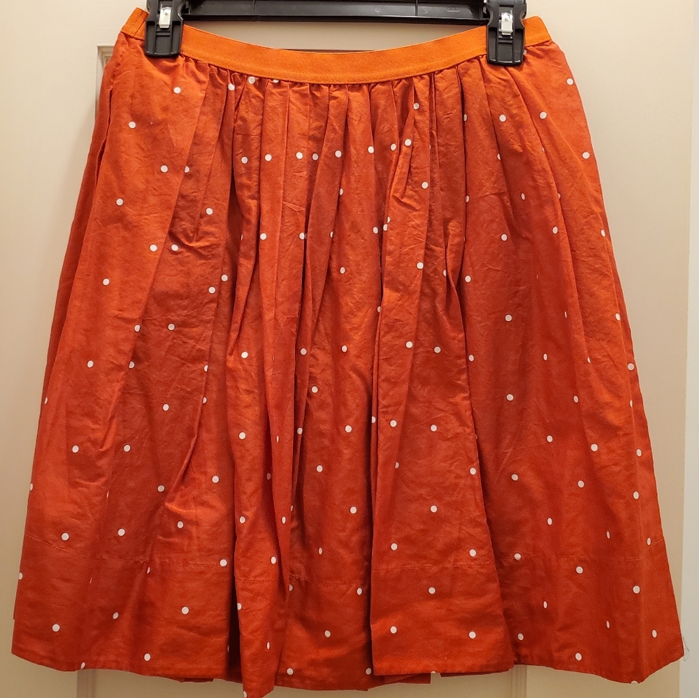 NEW Uniqlo a-line polka dot skirt orange - Sz S/M